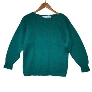 Cambridge Spirit Teal Green Wool Acrylic Blend Crewneck Sweater Size Medium